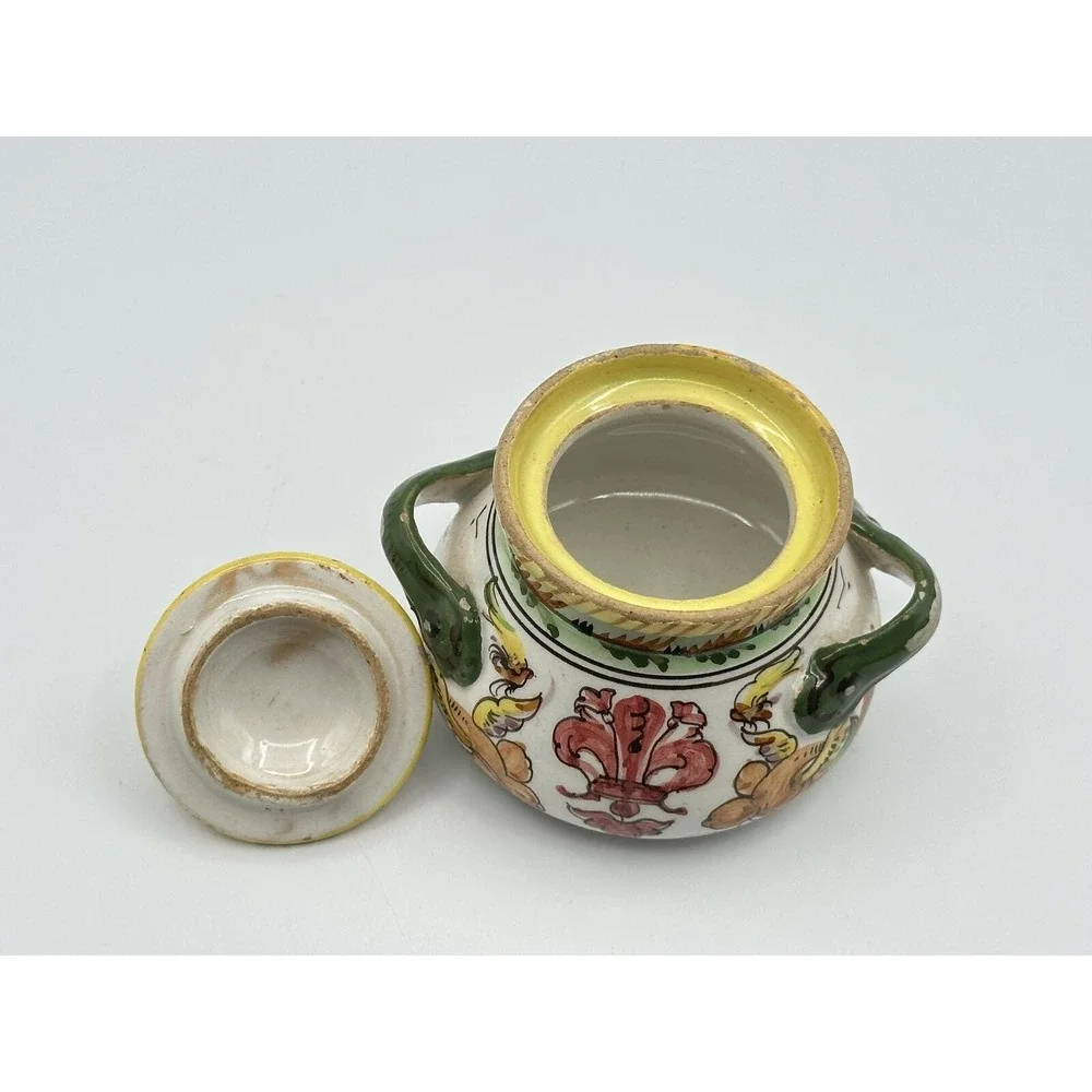 Vintage Fratelli Fanciullacci Hand‑Painted Sugar Bowl — Italian Pottery